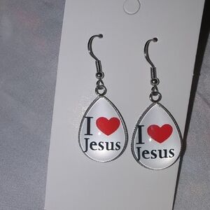 NWOT Love Jesus Teardrop Earrings